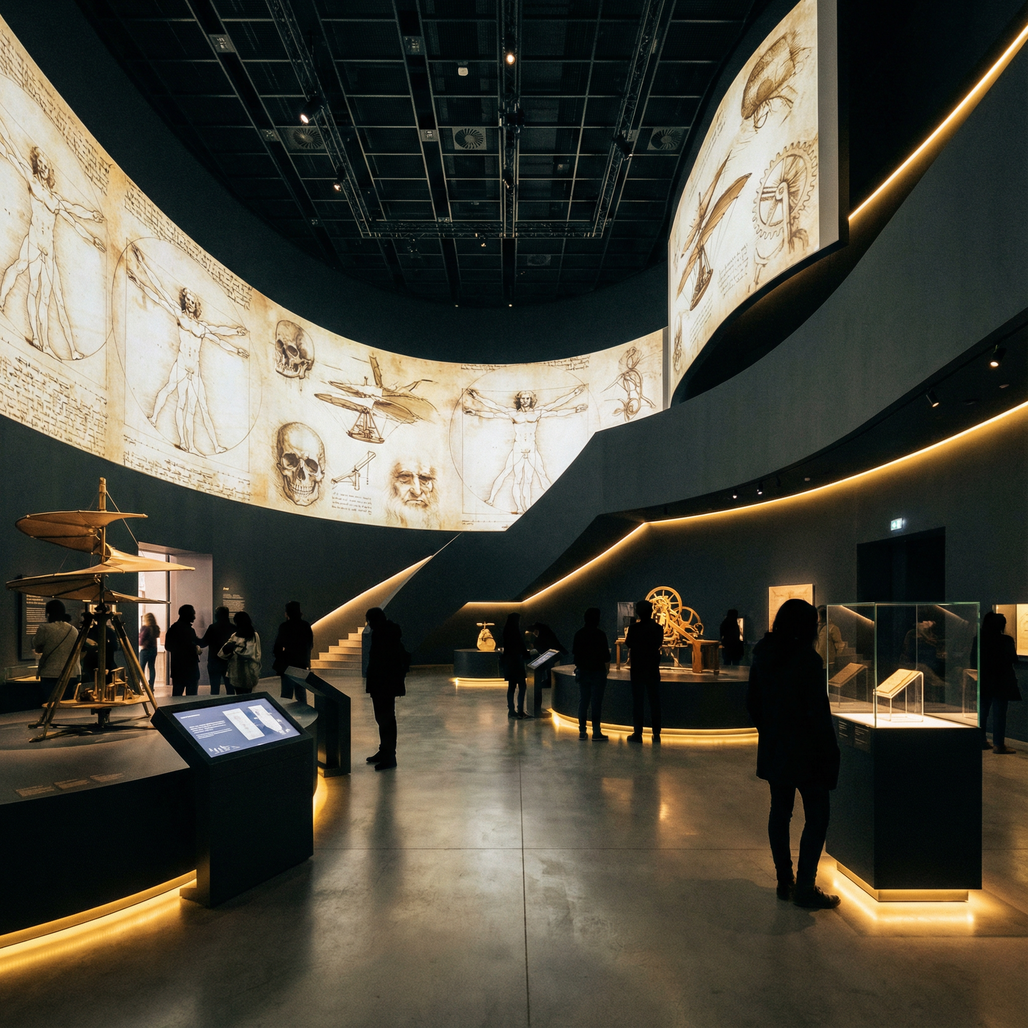 Interactive exhibition displays with projected animations